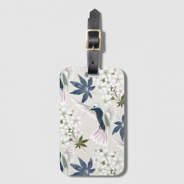 Hummingbird och vita blommor. bagagebricka (Framsida vertikal)