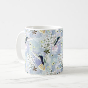 Hummingbird och vita blommor kaffemugg