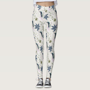 Hummingbird och vita blommor. leggings