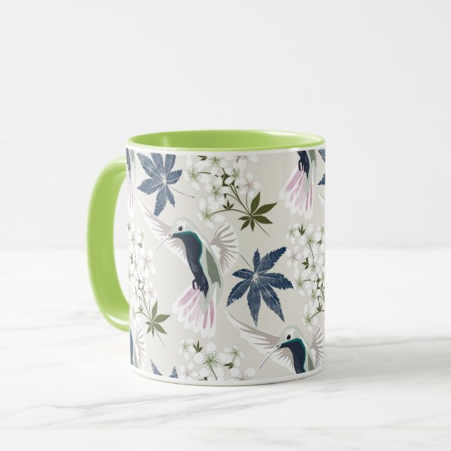 Hummingbird och vita blommor. mugg (Framsida vänster)