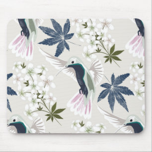 Hummingbird och vita blommor. musmatta