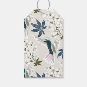 Hummingbird och vita blommor. presentetikett