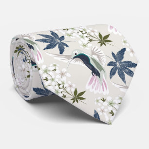 Hummingbird och vita blommor. slips
