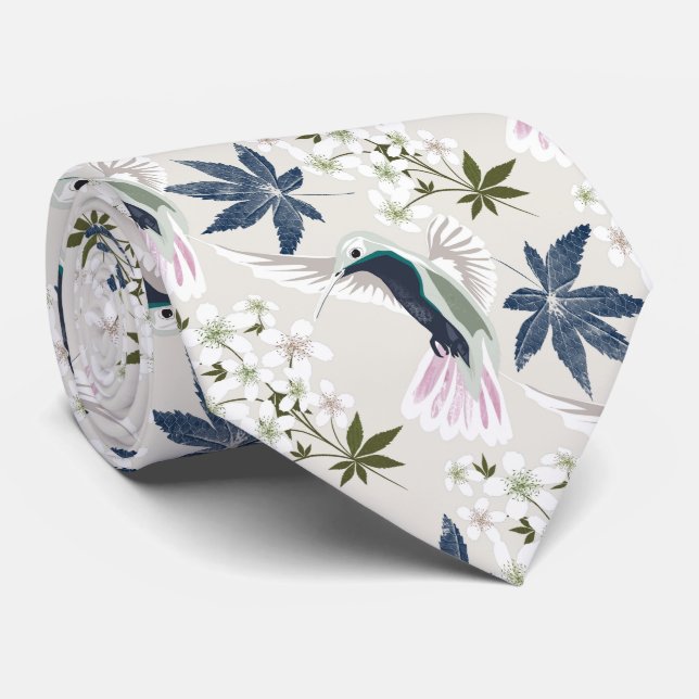 Hummingbird och vita blommor. slips (Rullad)