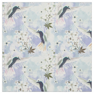 Hummingbird och vita blommor tyg
