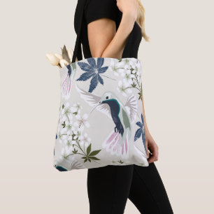 Hummingbird och vita blommor. tygkasse
