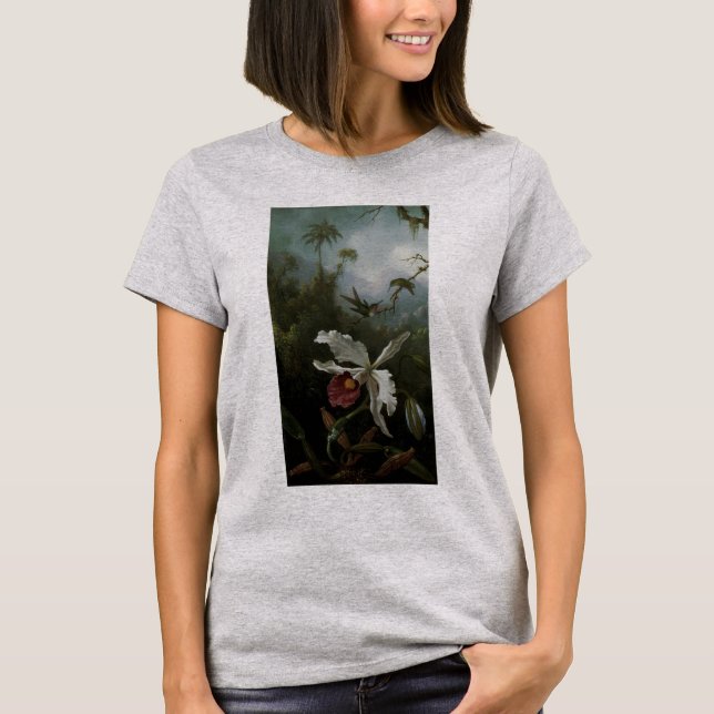 Hummingbird och White Orchid av Martin J. Heade Tee (Framsida)