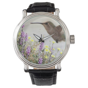 Hummingbird och Wildblommor Digital Art Armbandsur