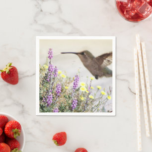 Hummingbird och Wildblommor Digital Art Pappersservett