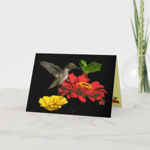 Hummingbird- och Zinniasfödelsedag Kort