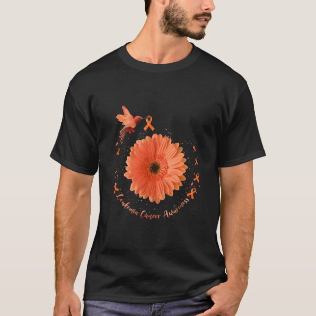 Hummingbird Orange Leukemia Cancer Awareness T Shirt (Framsida)