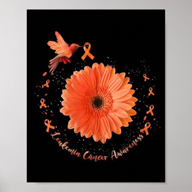 Hummingbird Orange Solros Leukemi Cancer Medveten Poster (Framsidan)