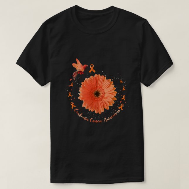 Hummingbird Orange Solros Leukemi Cancer Medveten T Shirt (Design framsida)