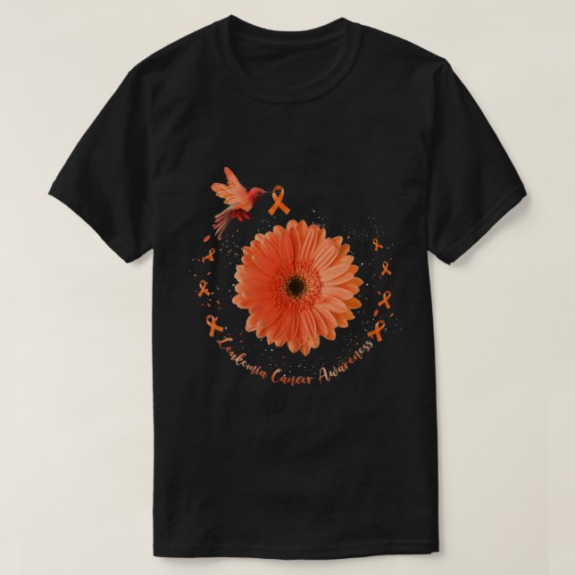 Hummingbird Orange Solros Leukemi Cancer Medveten T Shirt (Design framsida)