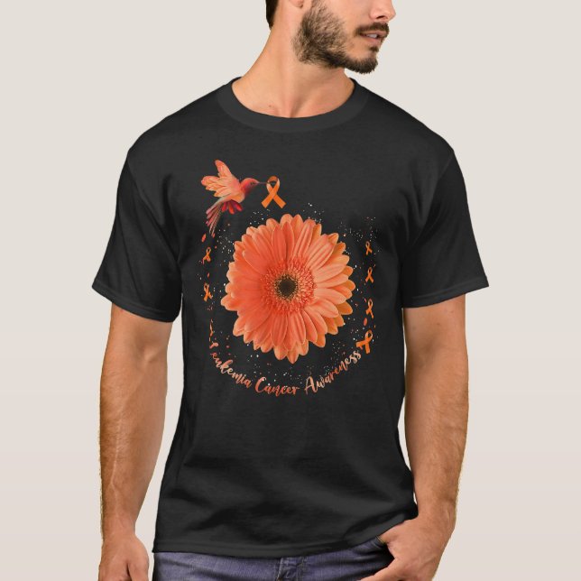 Hummingbird Orange Solros Leukemi Cancer Medveten T Shirt (Framsida)