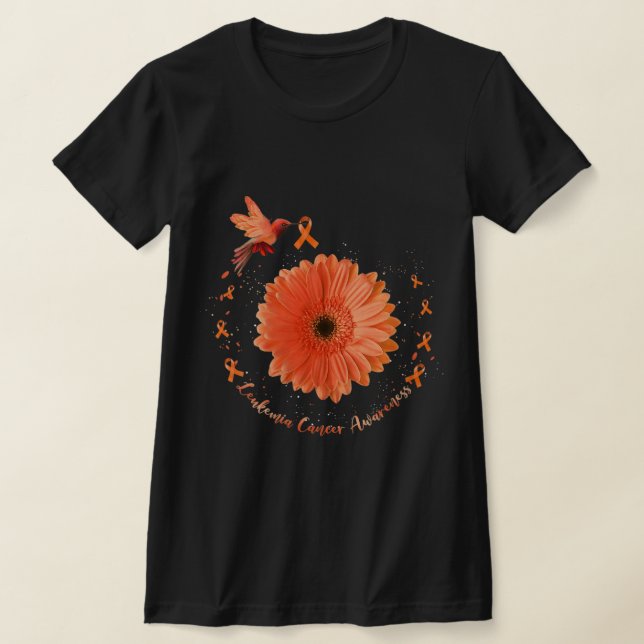 Hummingbird Orange Solros Leukemi Cancer Medveten T Shirt (Laydown)