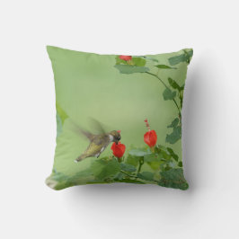 Hummingbird på blommor, Grönt Kudde
