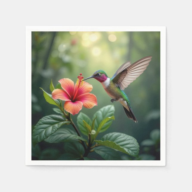 Hummingbird på en Hibiscus Pappersservett (Framsidan)
