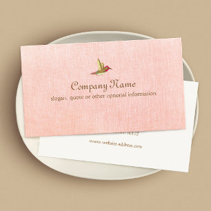 Hummingbird på Faux Rosa Linen-Affärskortet Visitkort