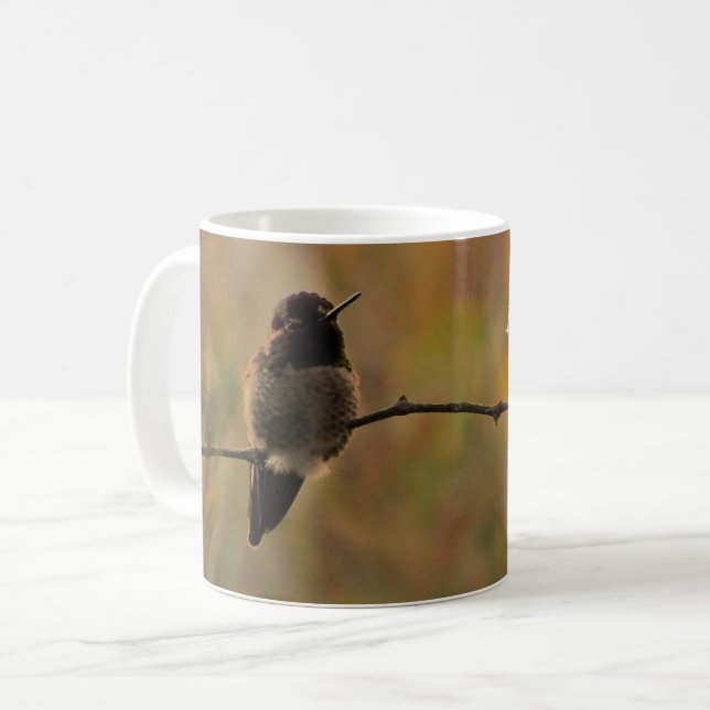 Hummingbird på Gren Gult Grönt Färger Kaffemugg (Framsida vänster)
