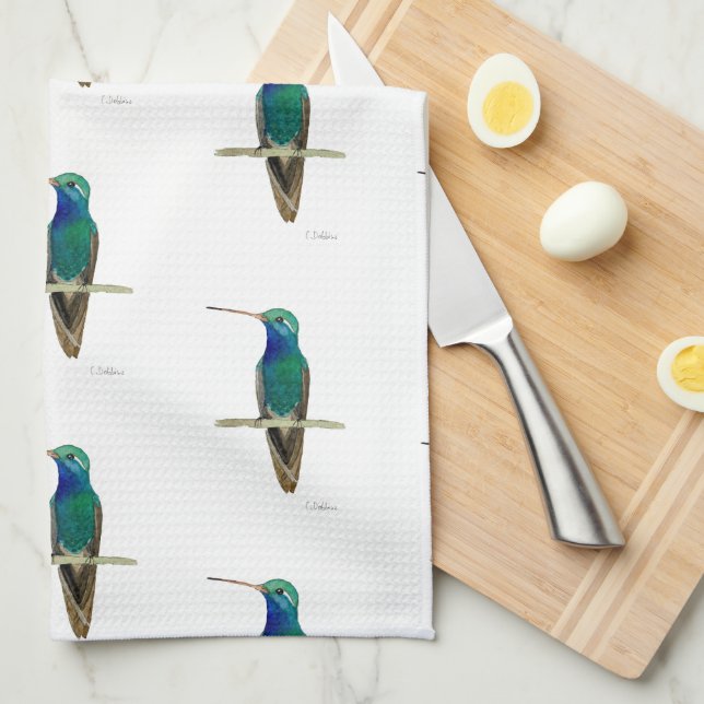 Hummingbird på Gren Kökshandduk (Vikt i Fjärdedel)