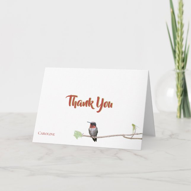 Hummingbird på Gren, Personlig Tackkort (Framsida)