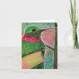 Hummingbird på gult gren kort