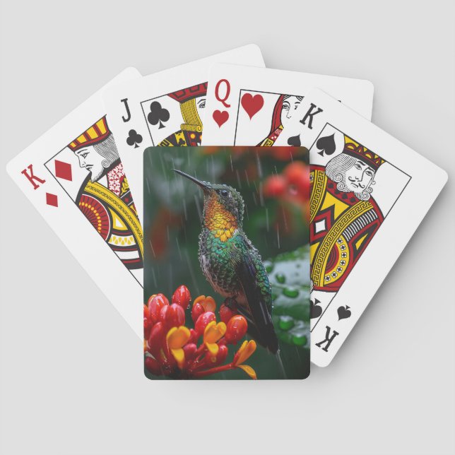 Hummingbird på ljusblomma casinokort (Baksidan)