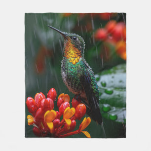 Hummingbird på ljusblomma fleecefilt