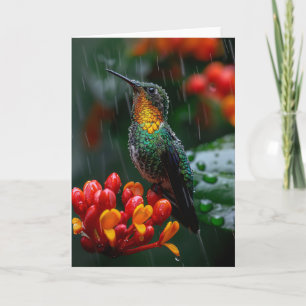 Hummingbird på ljusblomma kort