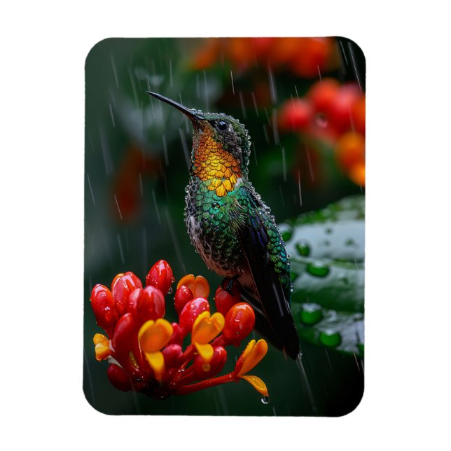 Hummingbird på ljusblomma magnet (Vertikal)