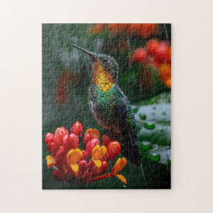 Hummingbird på ljusblomma pussel