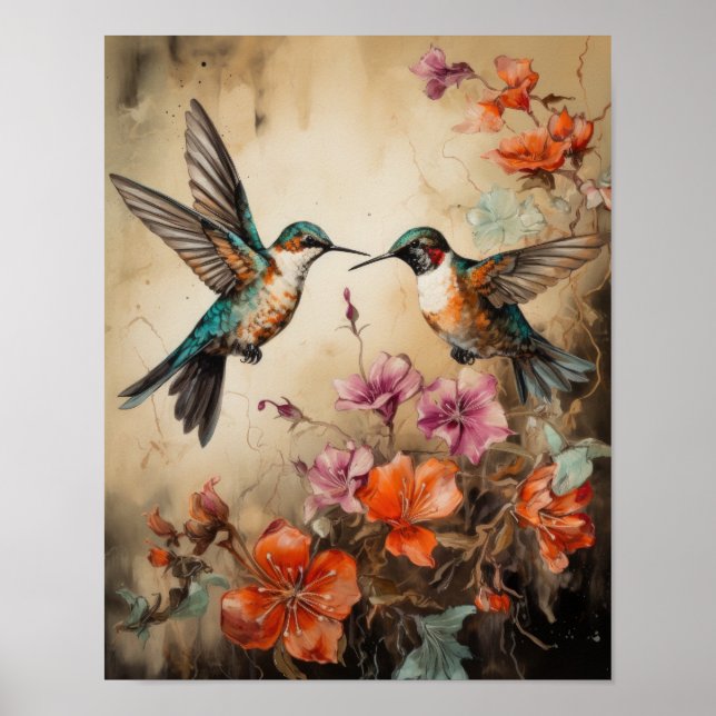 Hummingbird Painting Art Print Poster (Framsidan)