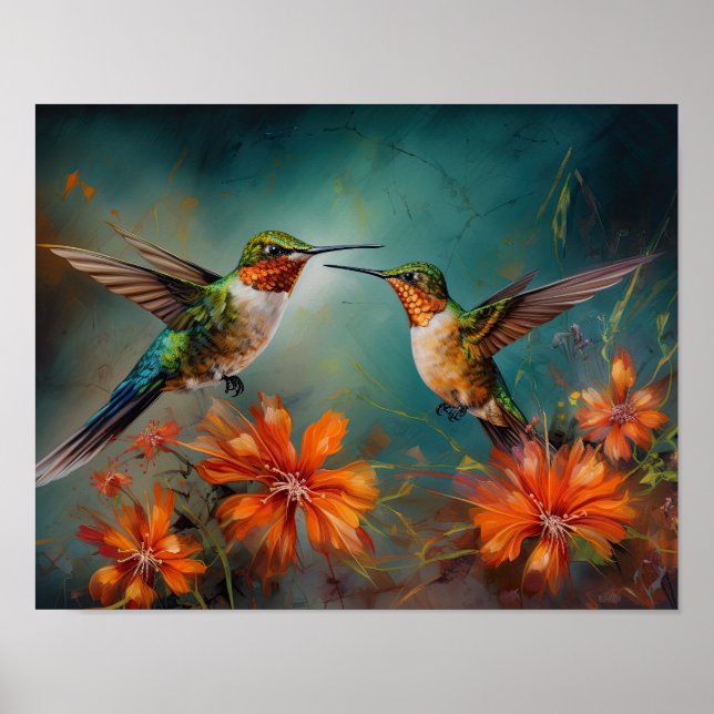 Hummingbird Painting Art Print Poster (Framsidan)