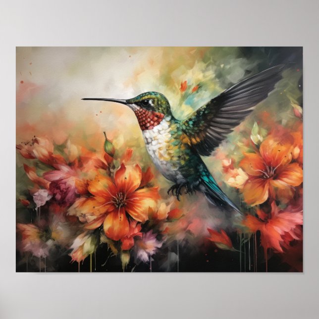 Hummingbird Painting Art Print Poster (Framsidan)