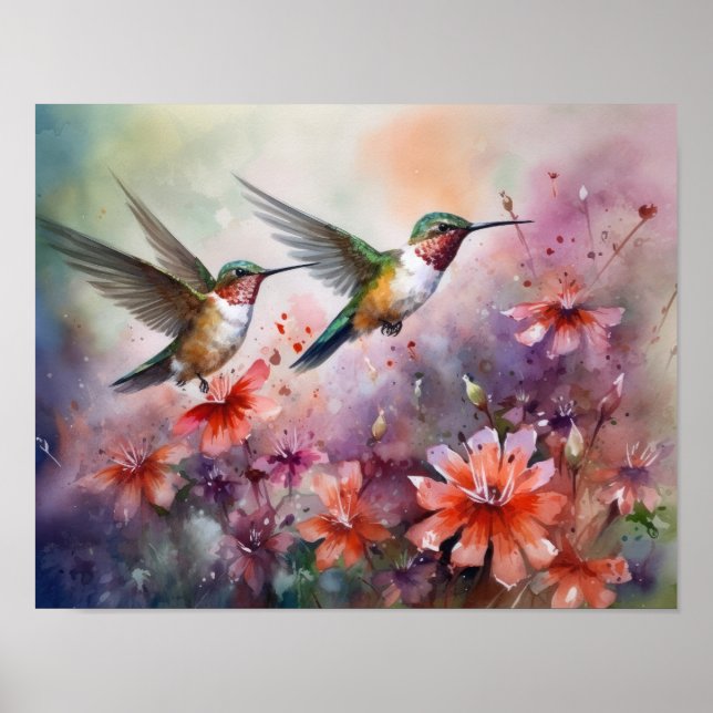 Hummingbird Painting Art Print Poster (Framsidan)