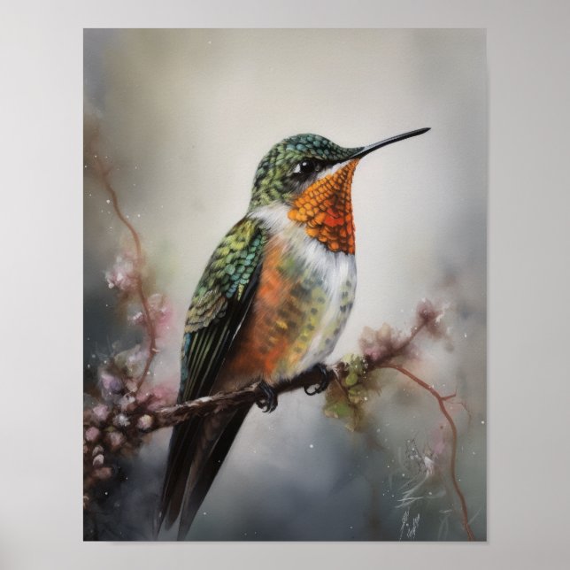 Hummingbird Painting Art Print Poster (Framsidan)