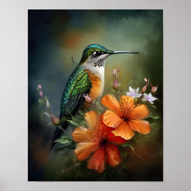 Hummingbird Painting Art Print Poster (Framsidan)