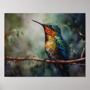 Hummingbird Painting Art Print Poster