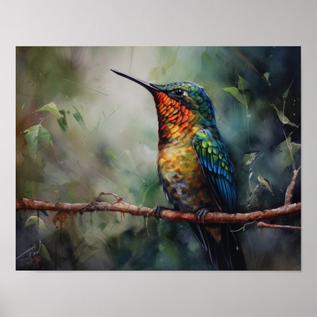 Hummingbird Painting Art Print Poster (Framsidan)