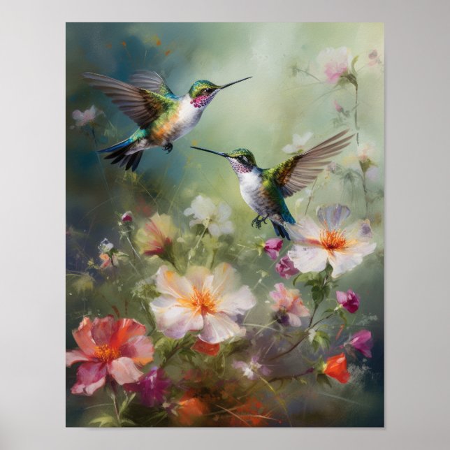 Hummingbird Painting Art Print Poster (Framsidan)