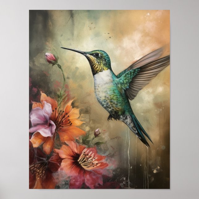 Hummingbird Painting Art Print Poster (Framsidan)
