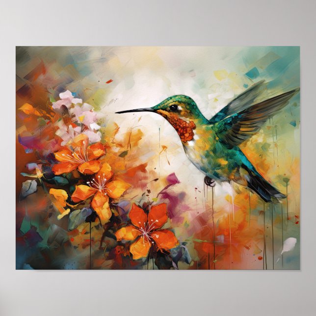 Hummingbird Painting Art Print Poster (Framsidan)