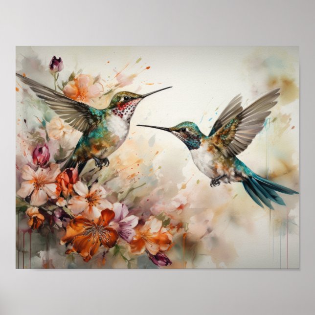 Hummingbird Painting Art Print Poster (Framsidan)
