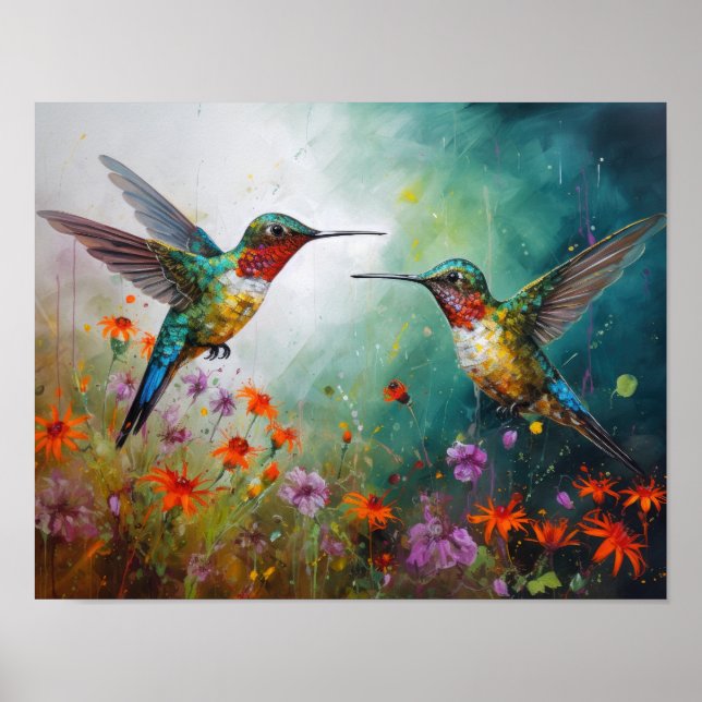 Hummingbird Painting Art Print Poster (Framsidan)