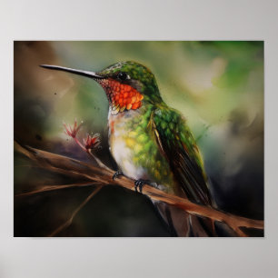 Hummingbird Painting Art Print Poster