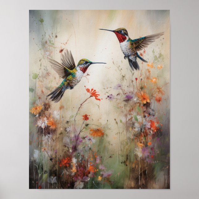 Hummingbird Painting Art Print Poster (Framsidan)