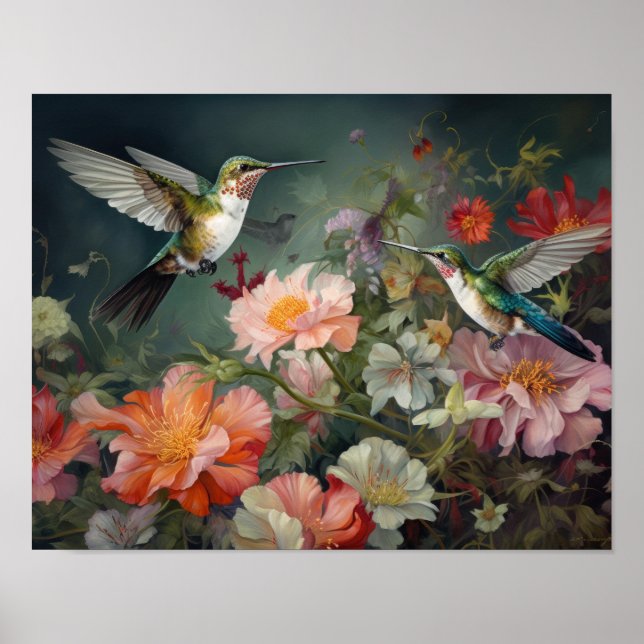 Hummingbird Painting Art Print Poster (Framsidan)