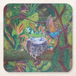 Hummingbird Papprare Underlägg Papper Kvadrat