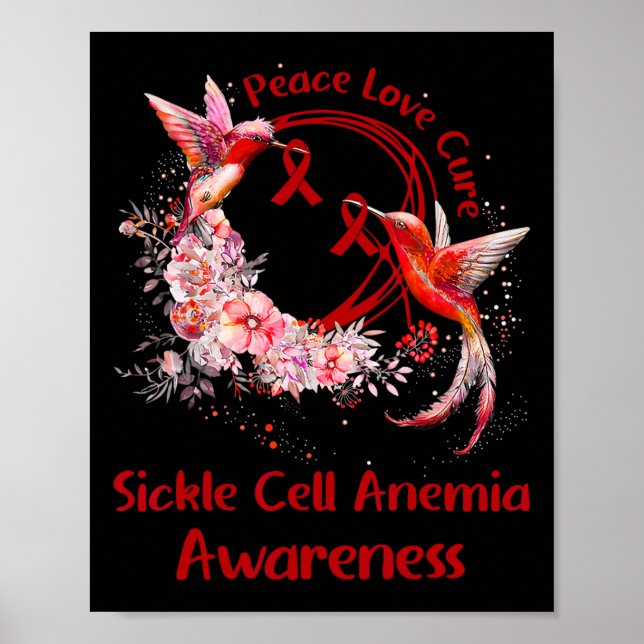 Hummingbird Peace Kärlek Cure Sickle Cell Anemia A Poster (Framsidan)